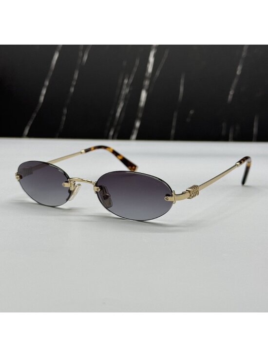 New Miu Miu MUA54S ZVN5D1 Gold Gray Women Round Sunglasses Miu Miu MU A54S main image 5